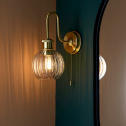 Luminosa Lighting Luminosa Marsala Bathroom Glass Wall Lamp, Satin Brass Plate, Ribbed Glass, Ip44 - thumbnail 2