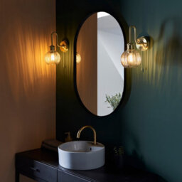 Luminosa Lighting Luminosa Marsala Bathroom Glass Wall Lamp, Satin Brass Plate, Ribbed Glass, Ip44 - thumbnail 4