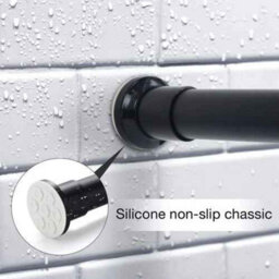 Extendable Shower Curtain Rod, Black, Steel, 160 To 210 Cm, 25 mm Diameter - thumbnail 3