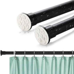 Extendable Shower Curtain Rod, Black, Steel, 160 To 210 Cm, 25 mm Diameter - thumbnail 2