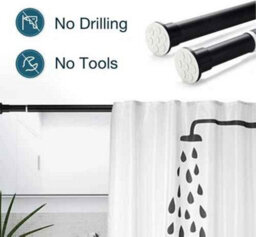 Extendable Shower Curtain Rod, Black, Steel, 160 To 210 Cm, 25 mm Diameter - thumbnail 8