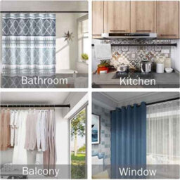 Extendable Shower Curtain Rod, Black, Steel, 160 To 210 Cm, 25 mm Diameter - thumbnail 7