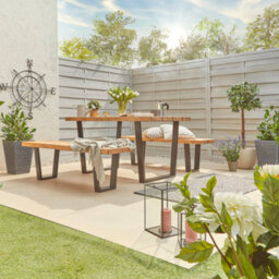 Off The Grain Wooden Garden Table And Bench Set  - 180Cm (L) Wooden Table 6-8 Seater - thumbnail 2