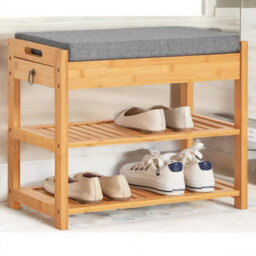 BMBO Wooden Shoe Storage Bench With Hidden Drawer & Cushioned Seat - thumbnail 2