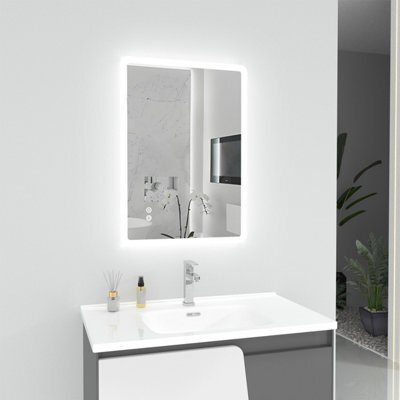 T&k Bathroom Mirror With Led Lights 70X50Cm,with Anti-Fog,3-Colours Dimmable,adjustable Brightness,touch Control&memory Function - image 1