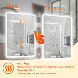 T&k Bathroom Mirror With Led Lights 70X50Cm,with Anti-Fog,3-Colours Dimmable,adjustable Brightness,touch Control&memory Function - thumbnail 5