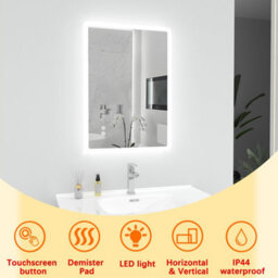 T&k Bathroom Mirror With Led Lights 70X50Cm,with Anti-Fog,3-Colours Dimmable,adjustable Brightness,touch Control&memory Function - thumbnail 2