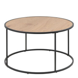 Wyld Haus El Paso Round Coffee Table, Wild Oak Effect Top And Black Metal Base - thumbnail 4