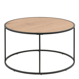 Wyld Haus El Paso Round Coffee Table, Wild Oak Effect Top And Black Metal Base - thumbnail 3