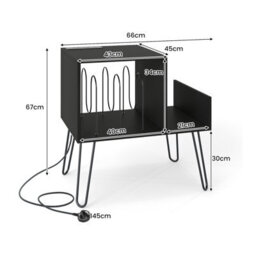 Gainoom Black Record Player Stand Turntable Stand Mid-Century Modern End Table With Power Outlet - thumbnail 2
