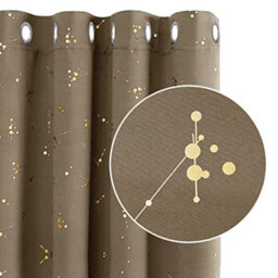 Deconovo Eyelet Blackout Curtains, Luxury Gold Constellation Printed Curtains For Bedroom, 55 X 90 Inch(W X L), Taupe, 2 Panels - thumbnail 1