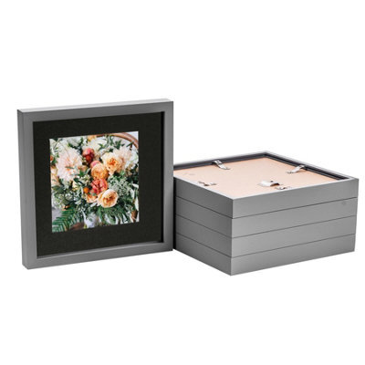 "Nicola Spring 10 X 10"" Photo Frames - Grey/black Mount - 3D Picture Frame Box Portrait Display Case (6 X 6"" Mount) Set Of 5" - image 1