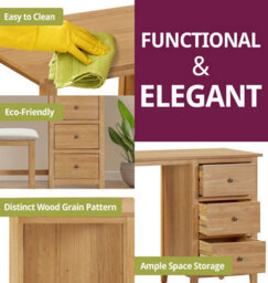 Hallowood Furniture Aston Single Pedestal Dressing Table/desk With 3 Drawers - thumbnail 4