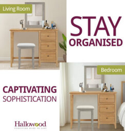 Hallowood Furniture Aston Single Pedestal Dressing Table/desk With 3 Drawers - thumbnail 6