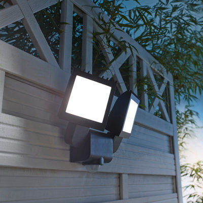 GoodHome Parksville Ar0218-2B Black Mains-Powered Cool White Outdoor Led Pir Floodlight 2600Lm - image 1