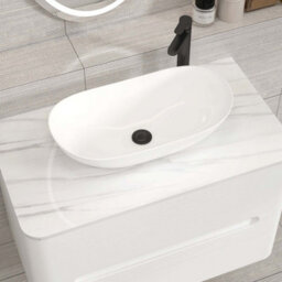 Royal Bathrooms Venice 800mm Gloss White Wall Mounted Bathroom Countertop Vanity Unit 2 Drawer With Cesar Basin - thumbnail 6
