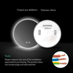 Emke 500mm Round Bathroom Led Mirror With Bluetooth Illuminated Backlit Wall Mounted With Demister And Dimming - thumbnail 5