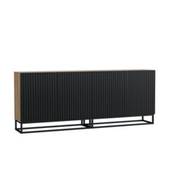 Sideboard Ripple Duo 200Cm - Oak & Black Fluted Doors - thumbnail 7