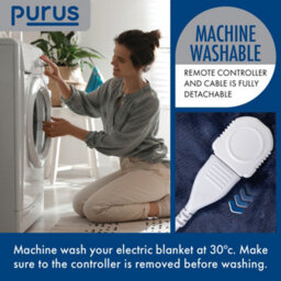 Purus Deluxe Navy Blue Electric Throw Heated Double Over Blanket Soft Fleece 9 Heat & 12 Timer Settings - thumbnail 6
