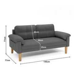 Bealife 2-Seater Sofa With Armrest And Side Pocket, Modern Fabric, Dark Grey,145 X 77 X 77 Cm - thumbnail 7
