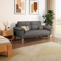 Bealife 2-Seater Sofa With Armrest And Side Pocket, Modern Fabric, Dark Grey,145 X 77 X 77 Cm - thumbnail 3