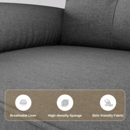 Bealife 2-Seater Sofa With Armrest And Side Pocket, Modern Fabric, Dark Grey,145 X 77 X 77 Cm - thumbnail 8