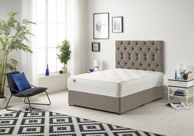Somnior Beds Somnior Premier Tweed Coffee 4Ft Memory Foam Divan Bed With Mattress & Headboard - Small Double - image 1