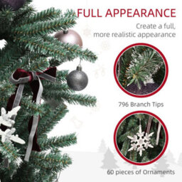 Homcom 6Ft Artificial Prelit Christmas Tree W/ Led Lights, Purple Ornaments - thumbnail 6
