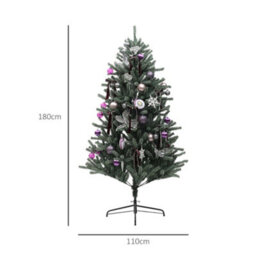 Homcom 6Ft Artificial Prelit Christmas Tree W/ Led Lights, Purple Ornaments - thumbnail 3
