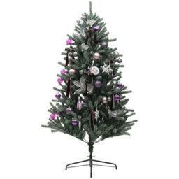 Homcom 6Ft Artificial Prelit Christmas Tree W/ Led Lights, Purple Ornaments - thumbnail 2