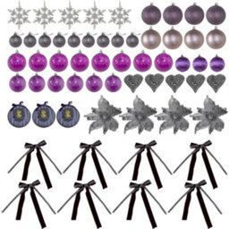 Homcom 6Ft Artificial Prelit Christmas Tree W/ Led Lights, Purple Ornaments - thumbnail 9