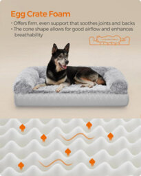 Songmics Fluffyhug Dog Lounger, Extra-Large Sofa For Big And Medium Dogs, Foam Mattress With Detachable Washable Cover, Grey Ombré - thumbnail 4