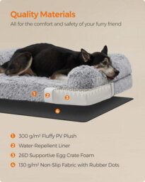 Songmics Fluffyhug Dog Lounger, Extra-Large Sofa For Big And Medium Dogs, Foam Mattress With Detachable Washable Cover, Grey Ombré - thumbnail 5