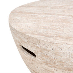 Wyld And Coco Beige Travertine-Effect Round Coffee Table With Integrated Handles, 68Cm Diameter, 36Cm High - thumbnail 4
