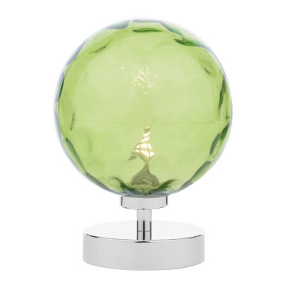 The Lighting Studio Esben Touch Table Lamp Polished Chrome With Green Dimpled Glass - image 1