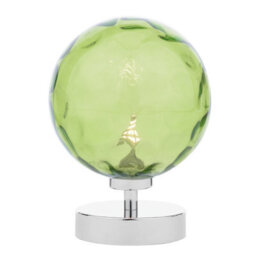The Lighting Studio Esben Touch Table Lamp Polished Chrome With Green Dimpled Glass - thumbnail 1