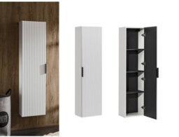 Impact Furniture Bathroom Cabinets 800mm Vanity Unit With Sink Oak Effect Worktop Tallboy Wall Storage White Ribbed Fluted Furniture Set Adel - thumbnail 8