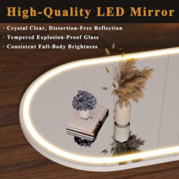Cassilando White Arched Led Full Length Mirror/standing Wall Mirror180X80Cm/70.86X31.49In 3 Colour Modes Dimmable Floor Standing - thumbnail 3