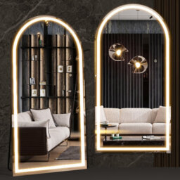 Cassilando White Arched Led Full Length Mirror/standing Wall Mirror180X80Cm/70.86X31.49In 3 Colour Modes Dimmable Floor Standing