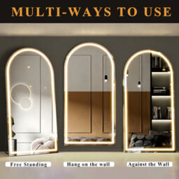 Cassilando White Arched Led Full Length Mirror/standing Wall Mirror180X80Cm/70.86X31.49In 3 Colour Modes Dimmable Floor Standing - thumbnail 5