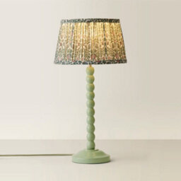 Valuelights Bobbin Pastel Green Table Lamp With Floral Pleated Shade And Bulb - thumbnail 4