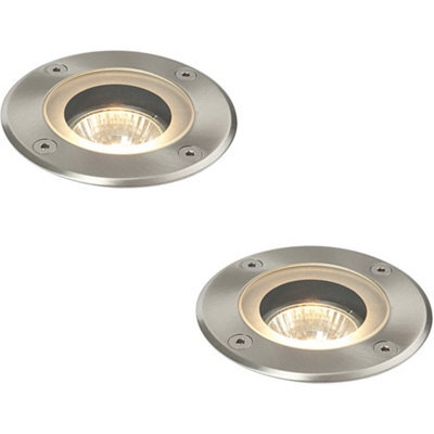 2 Pack Marine Grade Ip65 Round Ground Light - 50W Gu10 - Stainless Steel - image 1