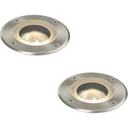 2 Pack Marine Grade Ip65 Round Ground Light - 50W Gu10 - Stainless Steel - thumbnail 1