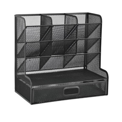 Desk Organiser Set Metal Mesh Office Pen Pencil Holder Stationary Organizer Tidy - image 1