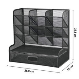 Desk Organiser Set Metal Mesh Office Pen Pencil Holder Stationary Organizer Tidy - thumbnail 2