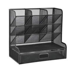 Desk Organiser Set Metal Mesh Office Pen Pencil Holder Stationary Organizer Tidy - thumbnail 1