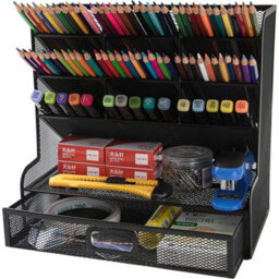 Desk Organiser Set Metal Mesh Office Pen Pencil Holder Stationary Organizer Tidy - thumbnail 3