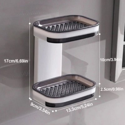 Wall Mount Self Draining Soap Dish No Drilling Bar Soap Holder For Shower New  Double Layer - image 1