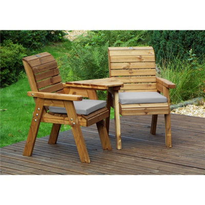 Marlborough Wooden Love Seat With 2X Chair Cushion Grey & 1X Fitted Cover - image 1