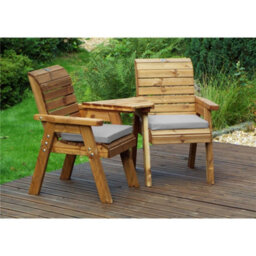 Marlborough Wooden Love Seat With 2X Chair Cushion Grey & 1X Fitted Cover - thumbnail 1